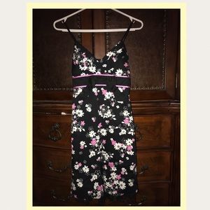 Black pink white flower dress